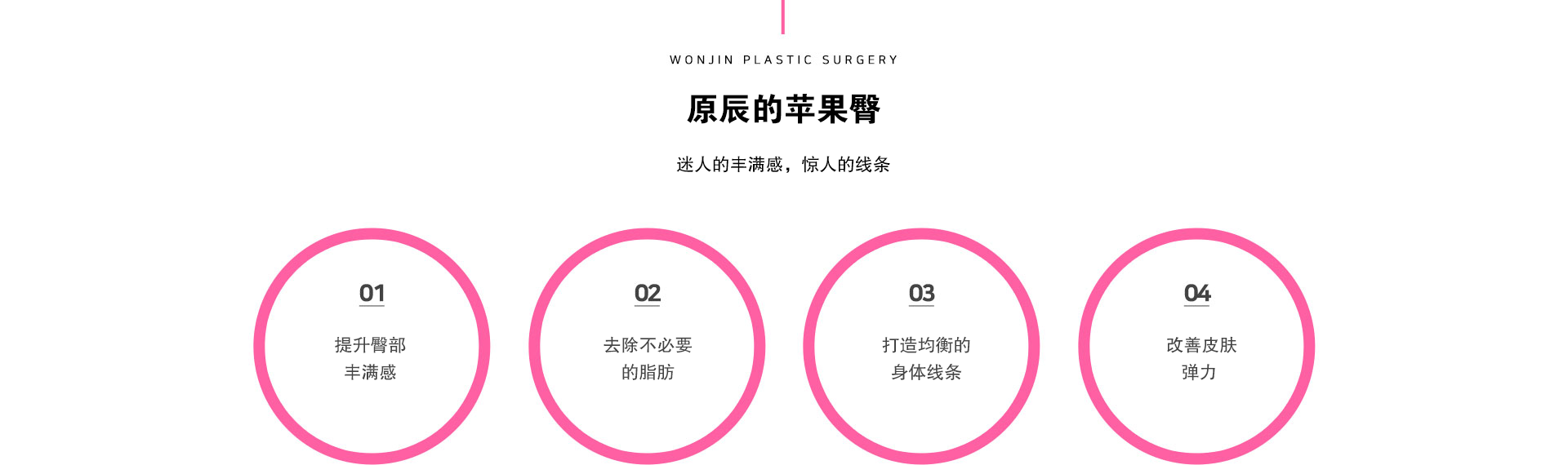 原辰的苹果臀
迷人的丰满感，惊人的线条,提升臀部丰满感,去除不必要的脂肪,打造均衡的身体线条,改善皮肤弹力.

				